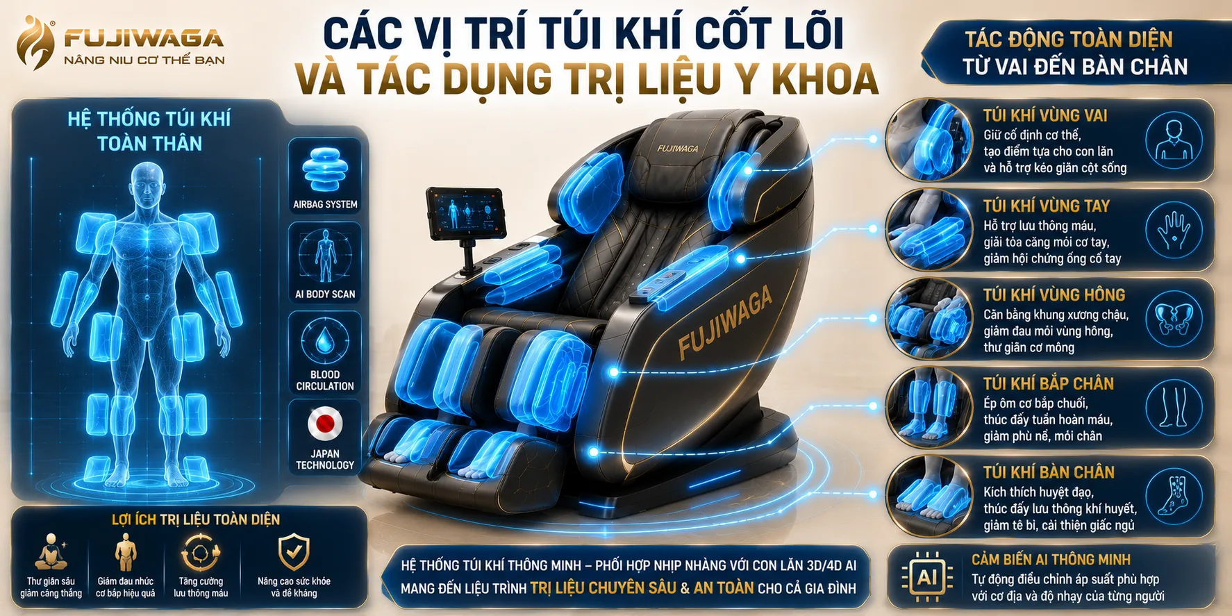 túi khí ghế massage