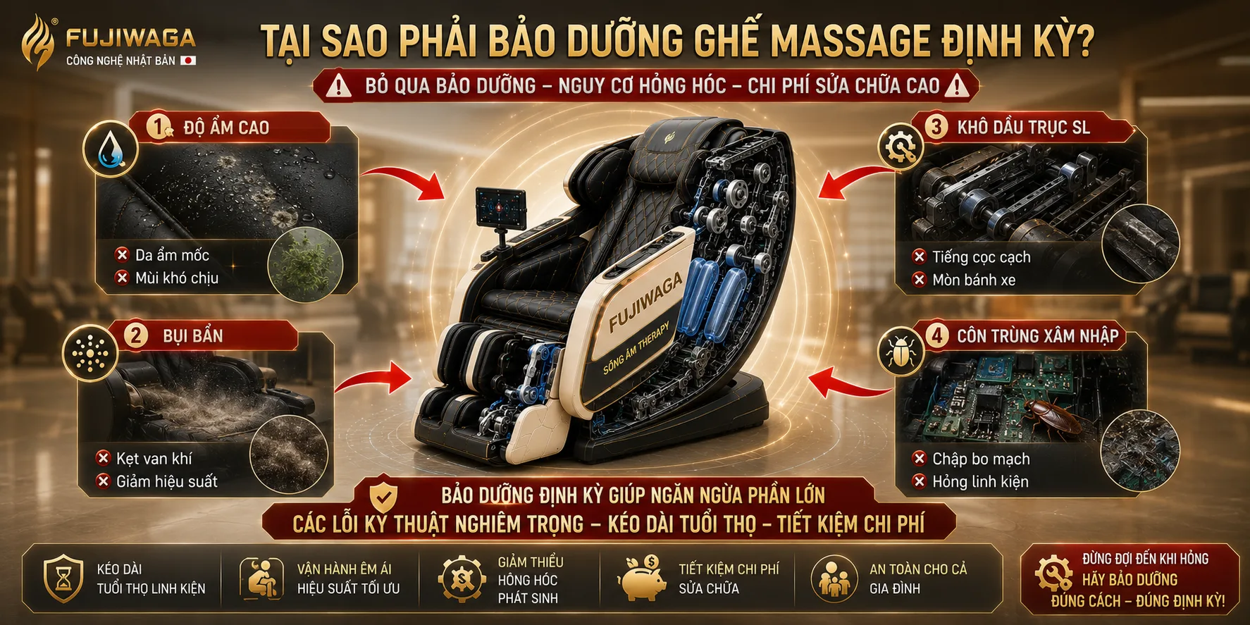bảo dưỡng ghế massage