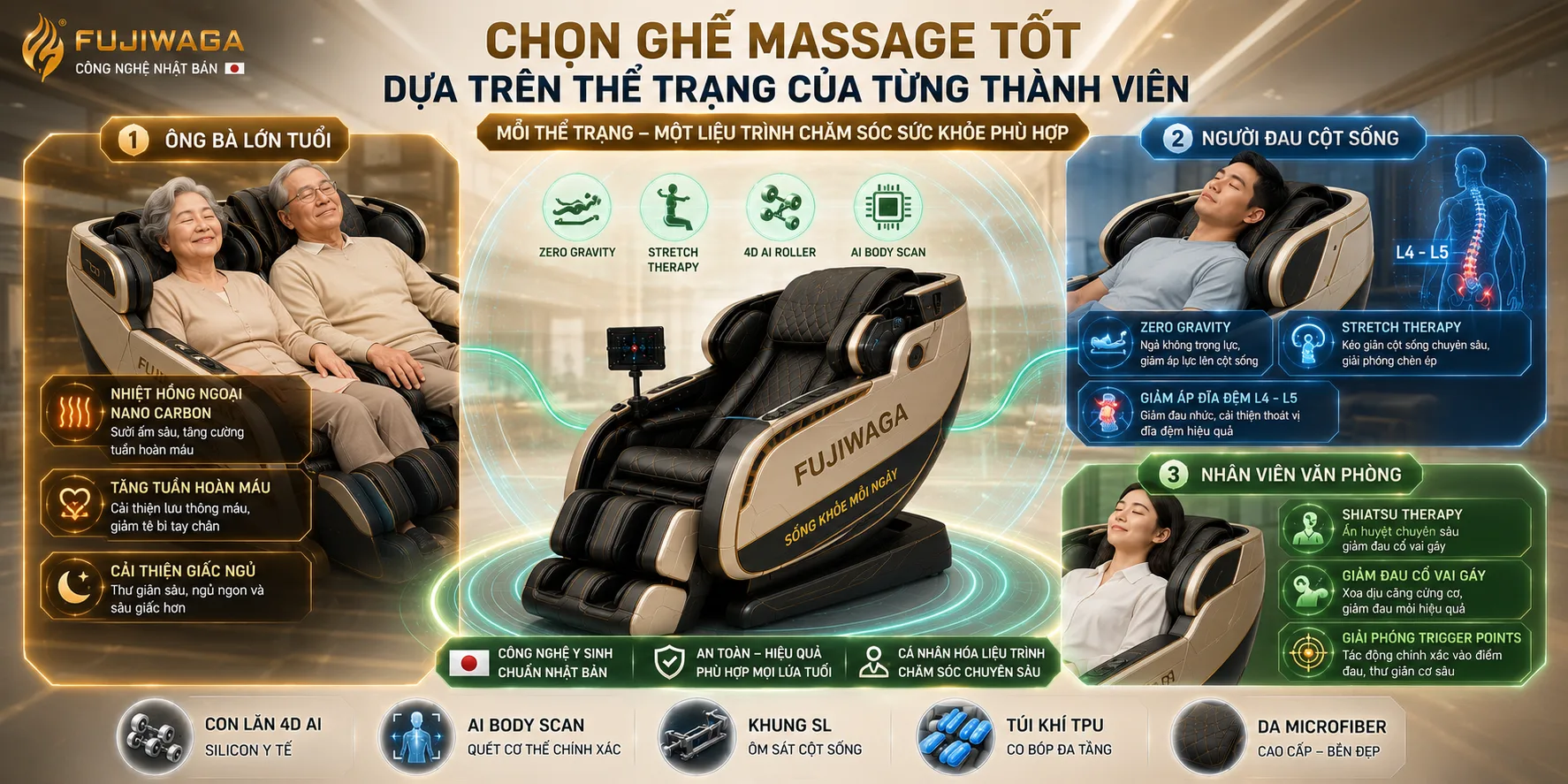 ghế massage toàn thân nào tốt