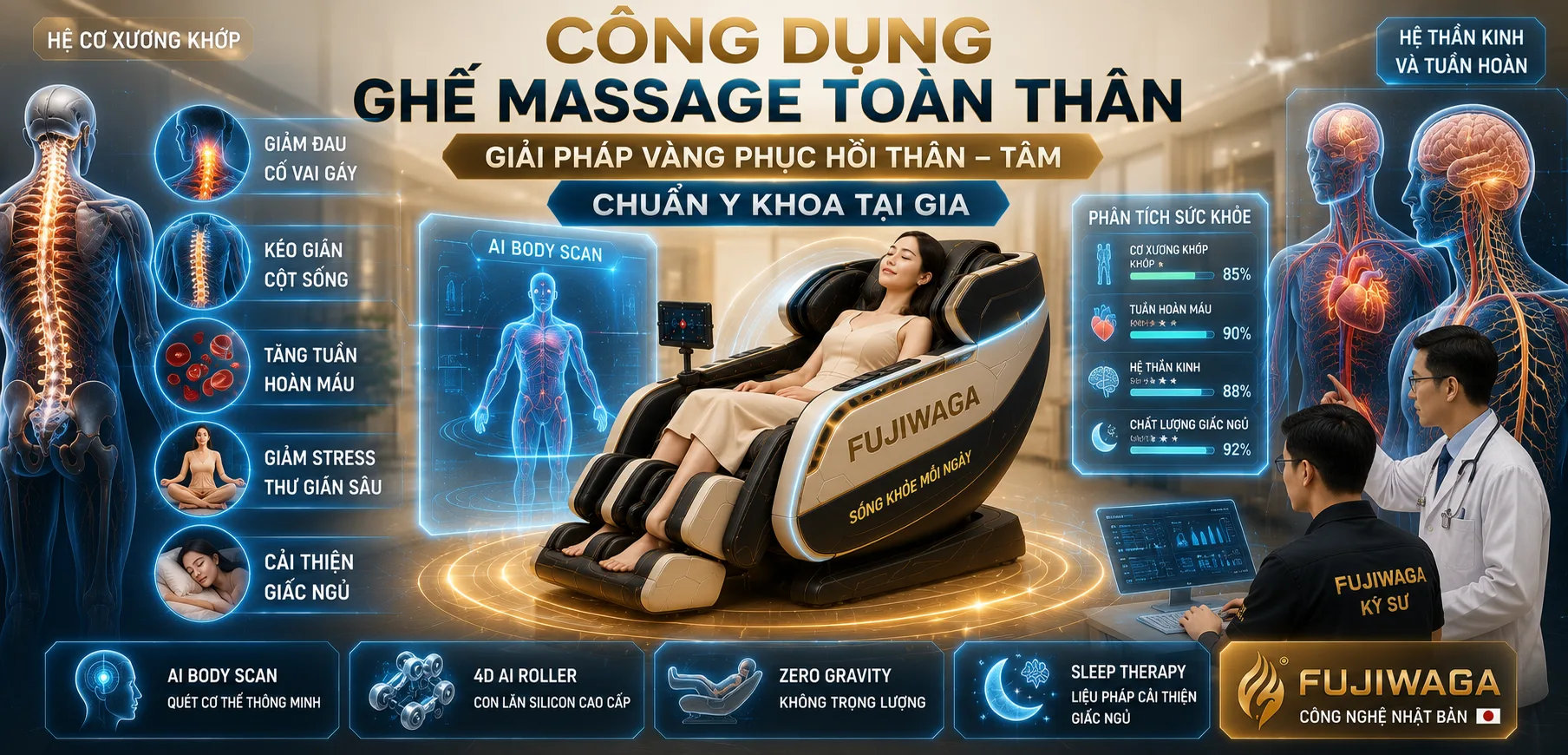 công dụng ghế massage toàn thân